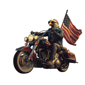 Eagle Biker Patriot Vinyl Car Decal Sticker – Waterproof & UV-Resistant 6.826666666666667"