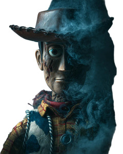 Creepy Woody Animatronic Vinyl Car Decal Sticker – Waterproof & UV-Resistant 8.0"