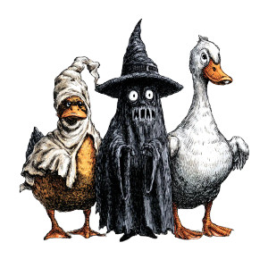 Ducks In Costumes Vinyl Car Decal Sticker – Waterproof & UV-Resistant 3.4133333333333336"