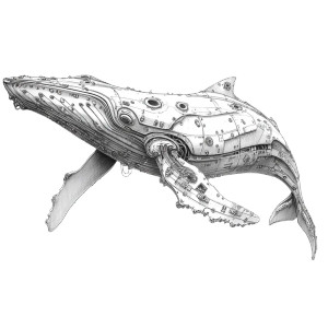 Steampunk Humpback Whale Vinyl Car Decal Sticker – Waterproof & UV-Resistant 3.4133333333333336"