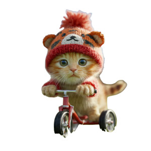 Kitten On Tricycle Vinyl Car Decal Sticker – Waterproof & UV-Resistant 6.826666666666667"