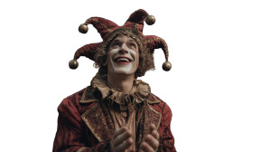 Joyful Jester Jumping Vinyl Car Decal Sticker – Waterproof & UV-Resistant 2.72"