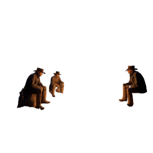 Cowboys At Campfire Vinyl Car Decal Sticker – Waterproof & UV-Resistant 3.4133333333333336"