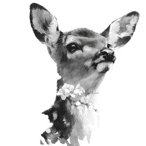 Ink Wash Deer Vinyl Car Decal Sticker – Waterproof & UV-Resistant 3.4133333333333336"