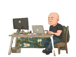 Bald Man Working V2 Vinyl Car Decal Sticker – Waterproof & UV-Resistant 6.1866666666666665"