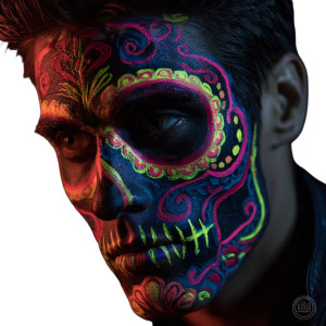 Neon Skull Face Vinyl Car Decal Sticker – Waterproof & UV-Resistant 3.4133333333333336"