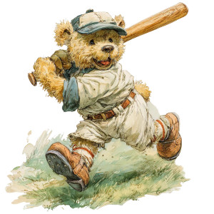 Vintage Teddy Baseball Vinyl Car Decal Sticker – Waterproof & UV-Resistant 6.826666666666667"