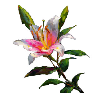 Lilly Painting Vinyl Car Decal Sticker – Waterproof & UV-Resistant 3.4133333333333336"