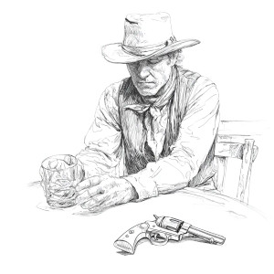 Cowboy At Bar V2 Vinyl Car Decal Sticker – Waterproof & UV-Resistant 3.4133333333333336"
