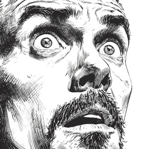 Surprised Goatee Man Vinyl Car Decal Sticker – Waterproof & UV-Resistant 3.4133333333333336"