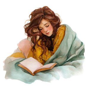 Watercolor Reading Woman Vinyl Car Decal Sticker – Waterproof & UV-Resistant 3.4133333333333336"