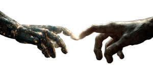 Cyborg And Human Hands Vinyl Car Decal Sticker – Waterproof & UV-Resistant 5.12"