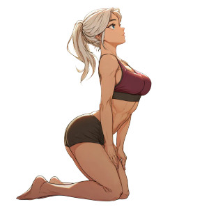 Muscular Anime Yogini Vinyl Car Decal Sticker – Waterproof & UV-Resistant 3.4133333333333336"