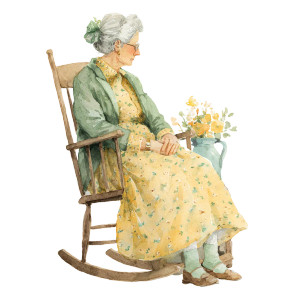 Vintage Granny Rocking Vinyl Car Decal Sticker – Waterproof & UV-Resistant 3.4133333333333336"