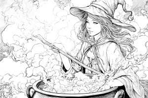 Witch Cauldron Scene Vinyl Car Decal Sticker – Waterproof & UV-Resistant 2.986666666666667"