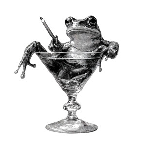 Frog In Martini Vinyl Car Decal Sticker – Waterproof & UV-Resistant 3.4133333333333336"