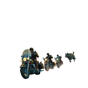 Motorcyclists And Wolves Vinyl Car Decal Sticker – Waterproof & UV-Resistant 6.826666666666667"