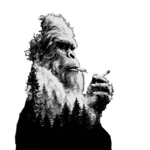 Bigfoot Smoking Weed Vinyl Car Decal Sticker – Waterproof & UV-Resistant 3.4133333333333336"
