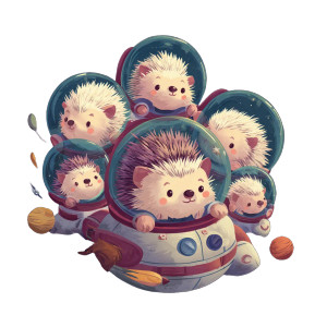 Spacefaring Hedgehogs Vinyl Car Decal Sticker – Waterproof & UV-Resistant 3.4133333333333336"