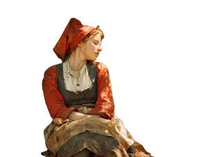 Relaxing Peasant Woman Vinyl Car Decal Sticker – Waterproof & UV-Resistant 6.1866666666666665"