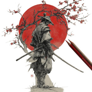 Samurai With Sword V6 Vinyl Car Decal Sticker – Waterproof & UV-Resistant 6.826666666666667"
