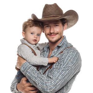 Cowboy With Son Vinyl Car Decal Sticker – Waterproof & UV-Resistant 3.4133333333333336"