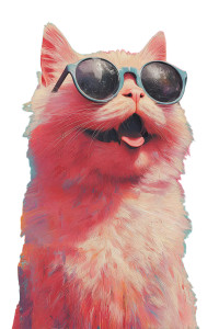 Pink Cat Sunglasses Vinyl Car Decal Sticker – Waterproof & UV-Resistant 4.4