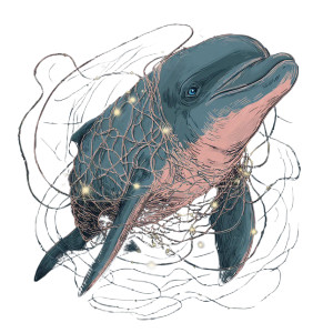 Entangled Dolphin Vinyl Car Decal Sticker – Waterproof & UV-Resistant 3.4133333333333336"