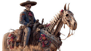 Skeletal Mariachi Rider Vinyl Car Decal Sticker – Waterproof & UV-Resistant 5.4