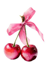 Pink Bow Cherries Vinyl Car Decal Sticker – Waterproof & UV-Resistant 8.853333333333333"