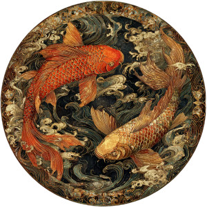 Golden Koi Duo V2 Vinyl Car Decal Sticker – Waterproof & UV-Resistant 6.826666666666667"