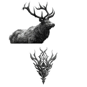 Bull Elk Tattoo Vinyl Car Decal Sticker – Waterproof & UV-Resistant 3.4133333333333336"