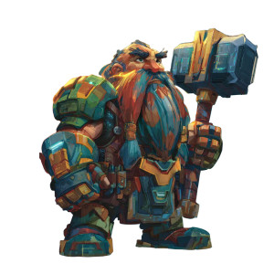 Cyber-Dwarf Warrior Vinyl Car Decal Sticker – Waterproof & UV-Resistant 3.4133333333333336"