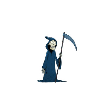 Cartoon Grim Reaper Vinyl Car Decal Sticker – Waterproof & UV-Resistant 3.4133333333333336"