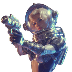 Retro-Future Astronaut Vinyl Car Decal Sticker – Waterproof & UV-Resistant 6.826666666666667"