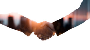 Silhouetted Handshake Vinyl Car Decal Sticker – Waterproof & UV-Resistant 2.72"