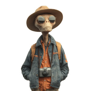 Alien Tourist Vinyl Car Decal Sticker – Waterproof & UV-Resistant 3.4133333333333336"