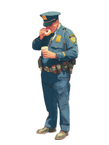 Officer Eating Donut Vinyl Car Decal Sticker – Waterproof & UV-Resistant 4.1066666666666665"