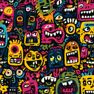 Whimsical Doodle Characters Vinyl Car Decal Sticker – Waterproof & UV-Resistant 3.4133333333333336"