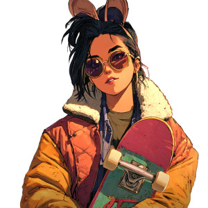 Skateboarding Girl V8 Vinyl Car Decal Sticker – Waterproof & UV-Resistant 3.4133333333333336"