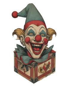 Vintage Clown Jack-In-Box Vinyl Car Decal Sticker – Waterproof & UV-Resistant 8.213333333333333" Vintage Clown Jack-In-Box Vinyl Car Decal Sticker – Waterproof & UV-Resistant 8.213333333333333"