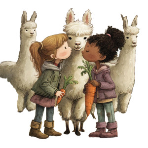 Girl Kissing Alpaca Vinyl Car Decal Sticker – Waterproof & UV-Resistant 3.4133333333333336"