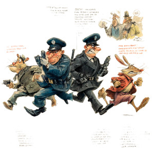 Animal Cops Chase Vinyl Car Decal Sticker – Waterproof & UV-Resistant 3.4133333333333336"