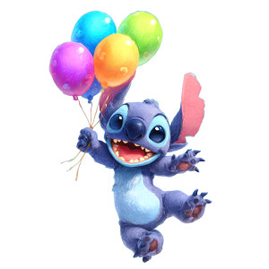 Stitch With Balloons Vinyl Car Decal Sticker – Waterproof & UV-Resistant 3.4133333333333336"