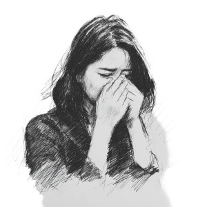 Crying Asian Woman V3 Vinyl Car Decal Sticker – Waterproof & UV-Resistant 3.4133333333333336"