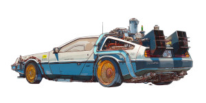 Stylized Delorean Vinyl Car Decal Sticker – Waterproof & UV-Resistant 2.56"