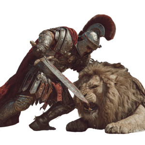 Gladiator Vs Lion V5 Vinyl Car Decal Sticker – Waterproof & UV-Resistant 3.4133333333333336"