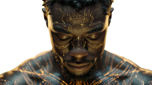 Futuristic Meditating Man Vinyl Car Decal Sticker – Waterproof & UV-Resistant 2.72"