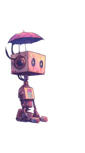Lonely Rain Robot Vinyl Car Decal Sticker – Waterproof & UV-Resistant 9.706666666666667"