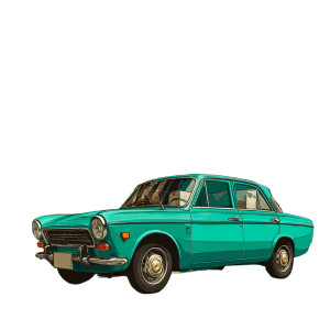 Retro Car Illustration Vinyl Car Decal Sticker – Waterproof & UV-Resistant 3.4133333333333336"